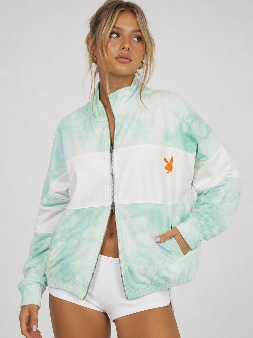 Playboy X Missguided Tie Dye Zip Up Sweatshirt